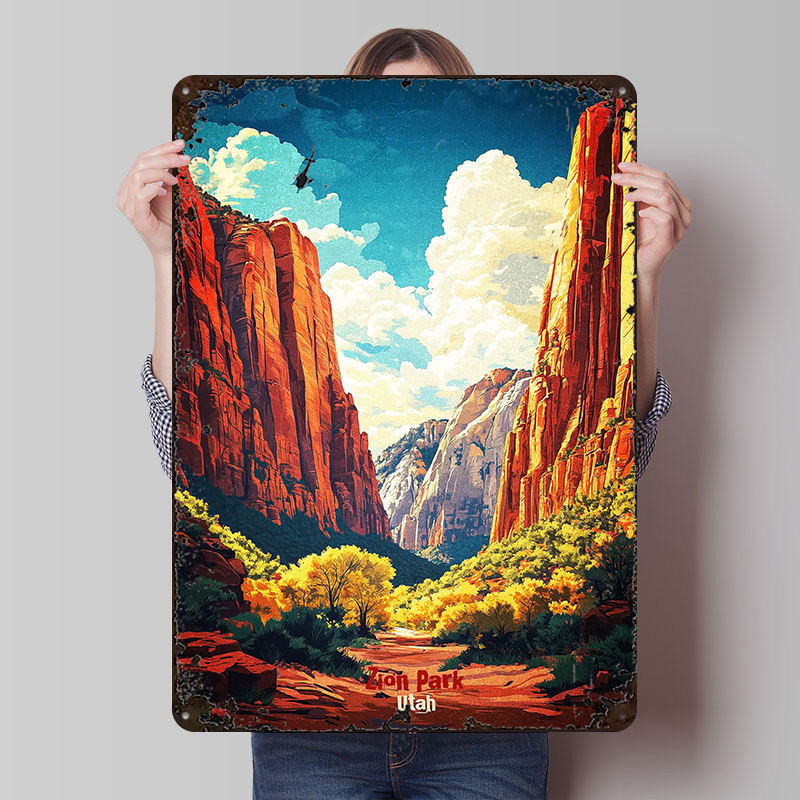Retro Poster Gaming - Poster Cetak Seni Taman Nasional Zion