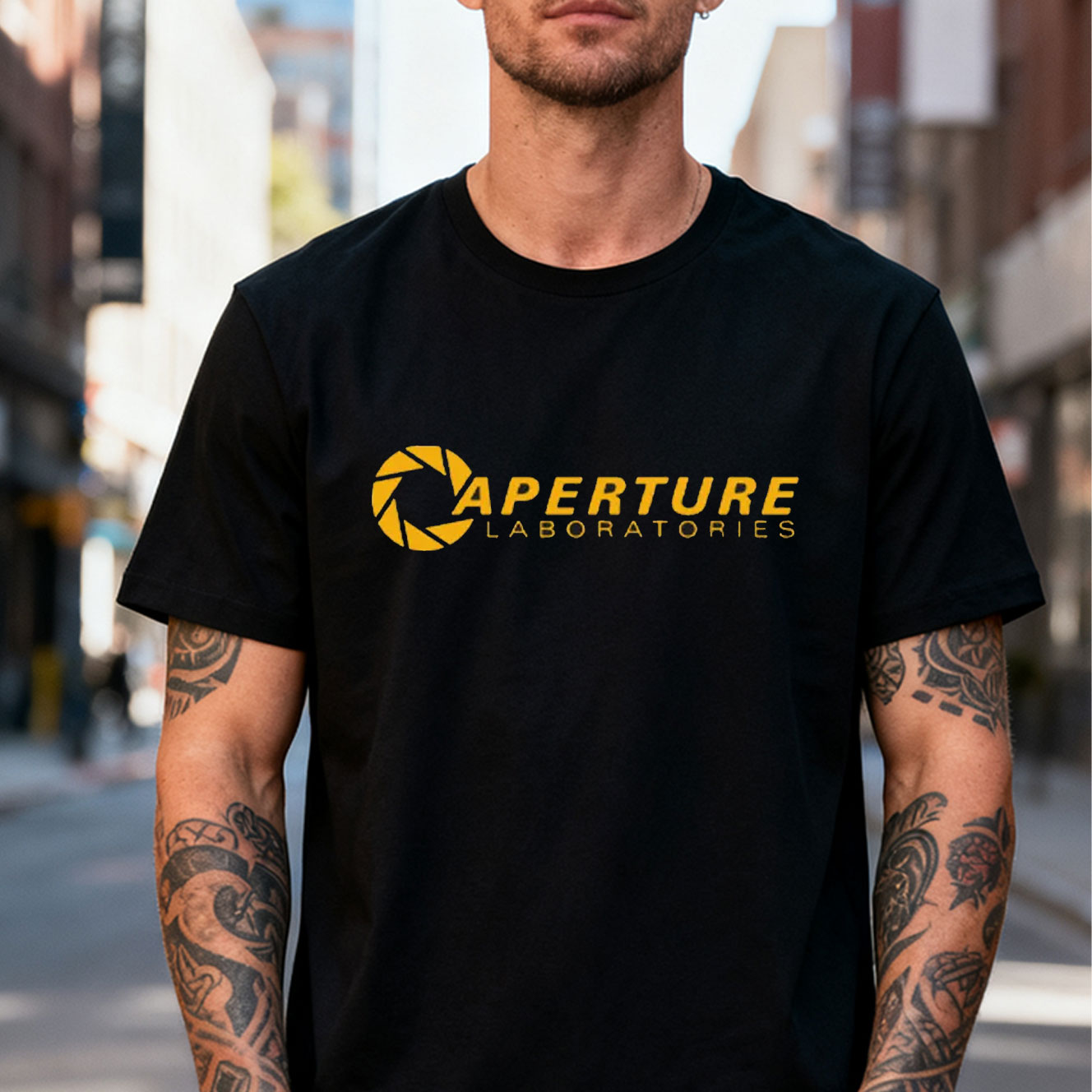 Retro Gaming Logo - Kaos Katun Pria Aperture Laboratories T-Shirt