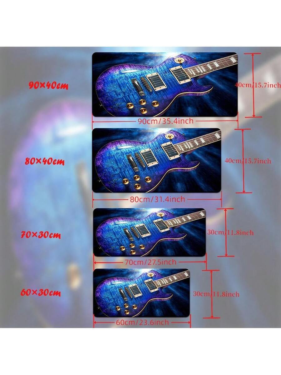 Retro Gaming Desk - Alas Mouse Desain Gitar Biru Retro,