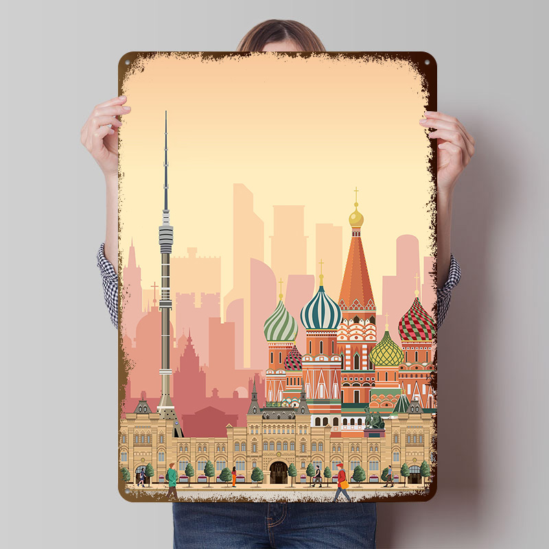 Retro Poster Gaming - Poster Cetak Perjalanan Moskow, Seni Dinding