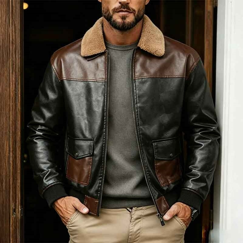 Retro Gaming Jacket - KIDWHXR Mantel Kulit Pria Musim Gugur