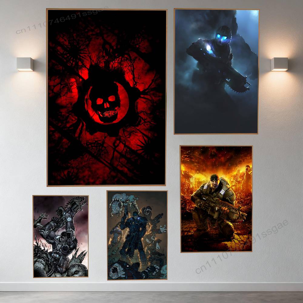 Retro Poster Gaming - Poster Game G-Gears Of W-War Stiker