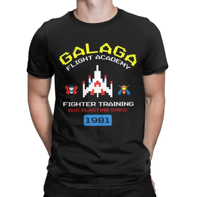 Retro Gaming Gifts For Men - Kaos Pria Katun Motif Galaga Retro
