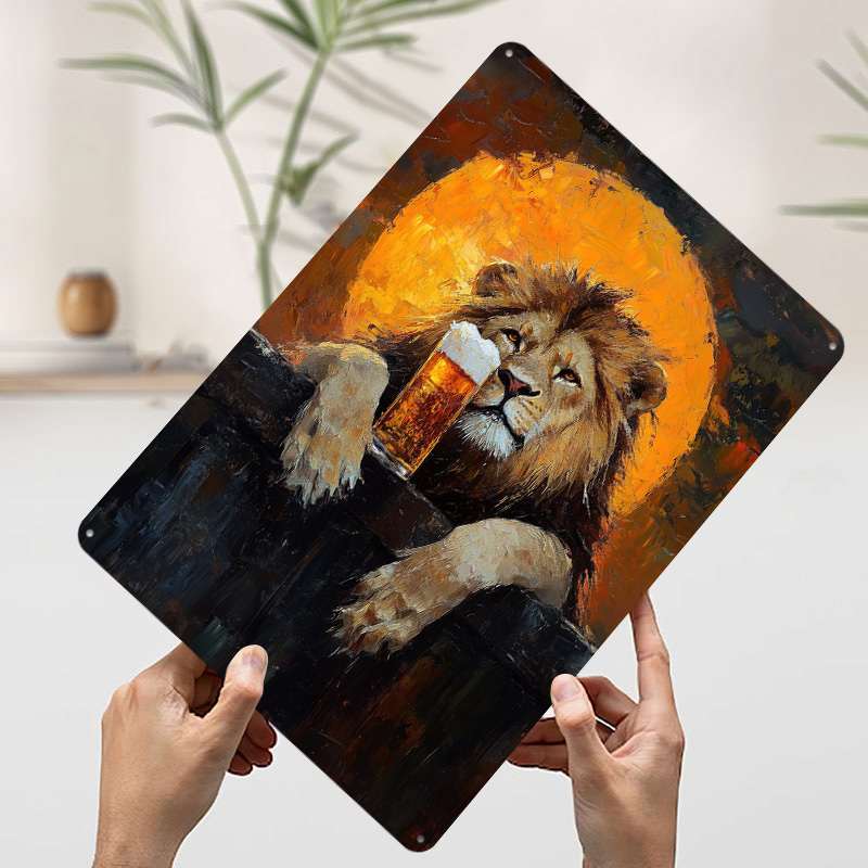 Poster Singa Dengan Bir, Papan - Retro Poster Gaming ulasan dan harga