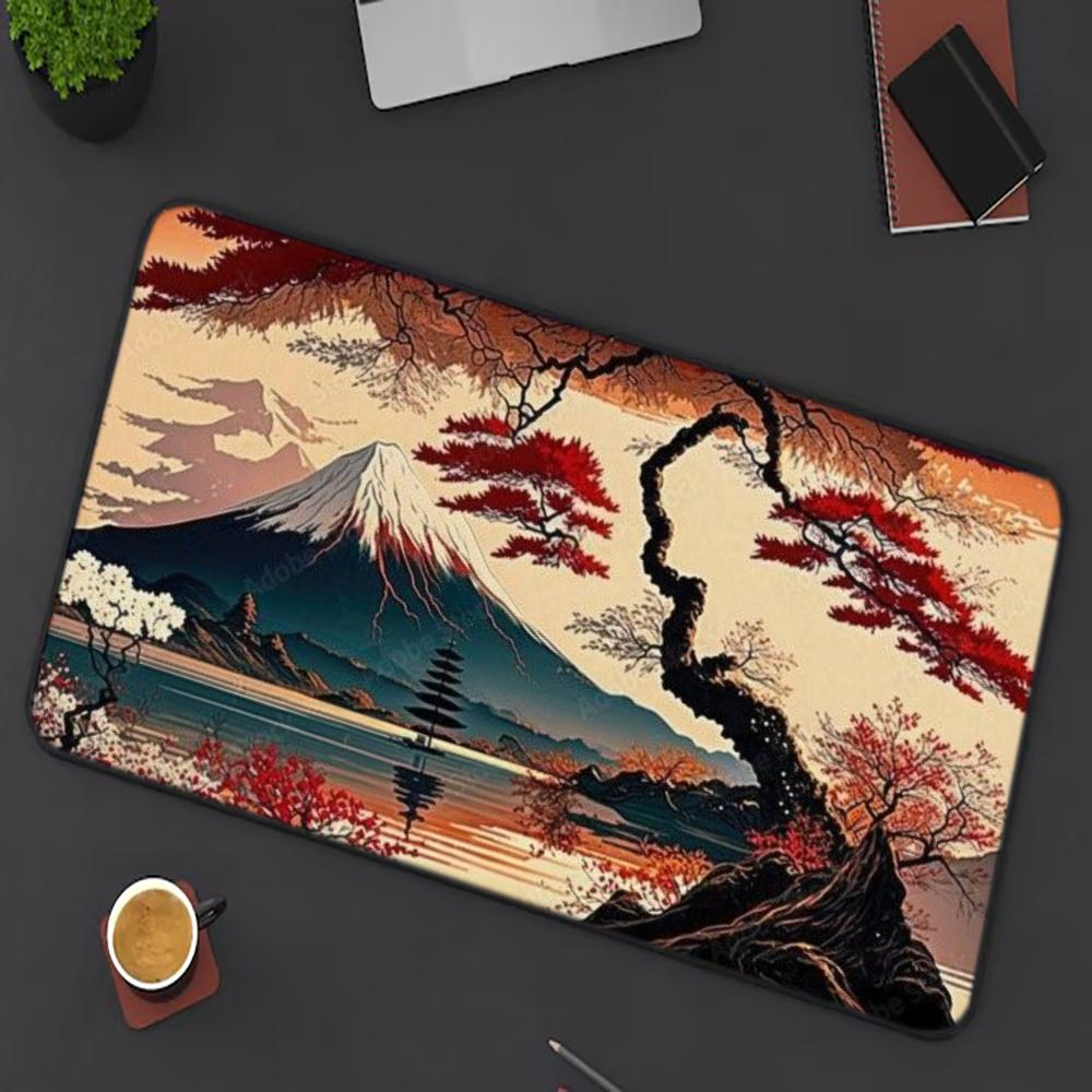 Ukiyo-e Red Maple Mount Fuji M - Retro Gaming Desk ulasan dan harga