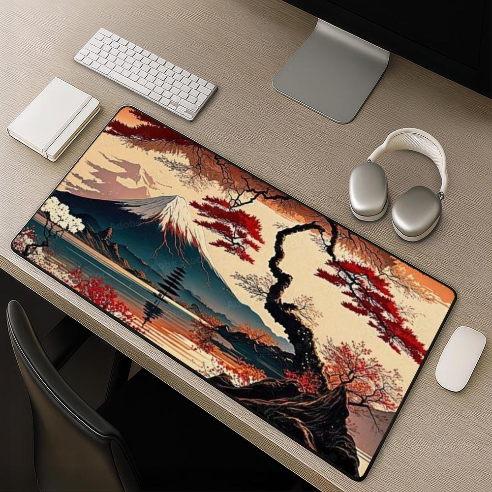 Ukiyo-e Red Maple Mount Fuji M - Retro Gaming Desk ulasan dan harga
